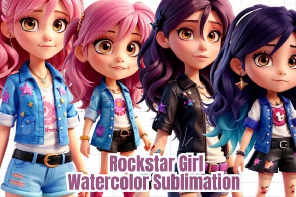 Download Rockstar Girl Watercolor Sublimation - Premium Resources