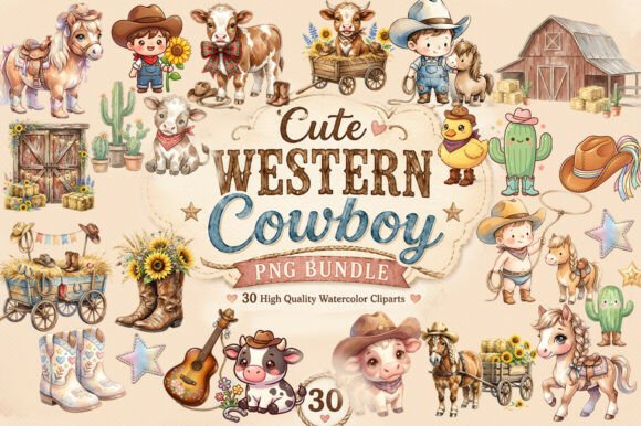 Download Cute-western-cowboy-png-bundle-pack - Premium Resources